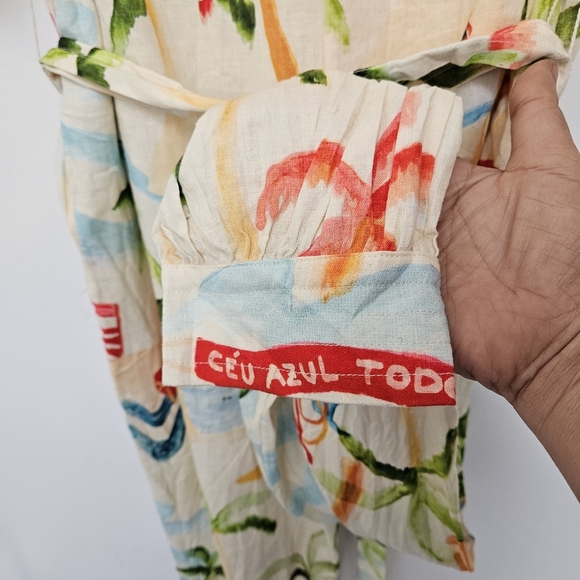 Farm Rio Anthropologie Sz Xs Copacabana Tropical Print Pocket Jumpsuit Belt - Picture 11 of 14